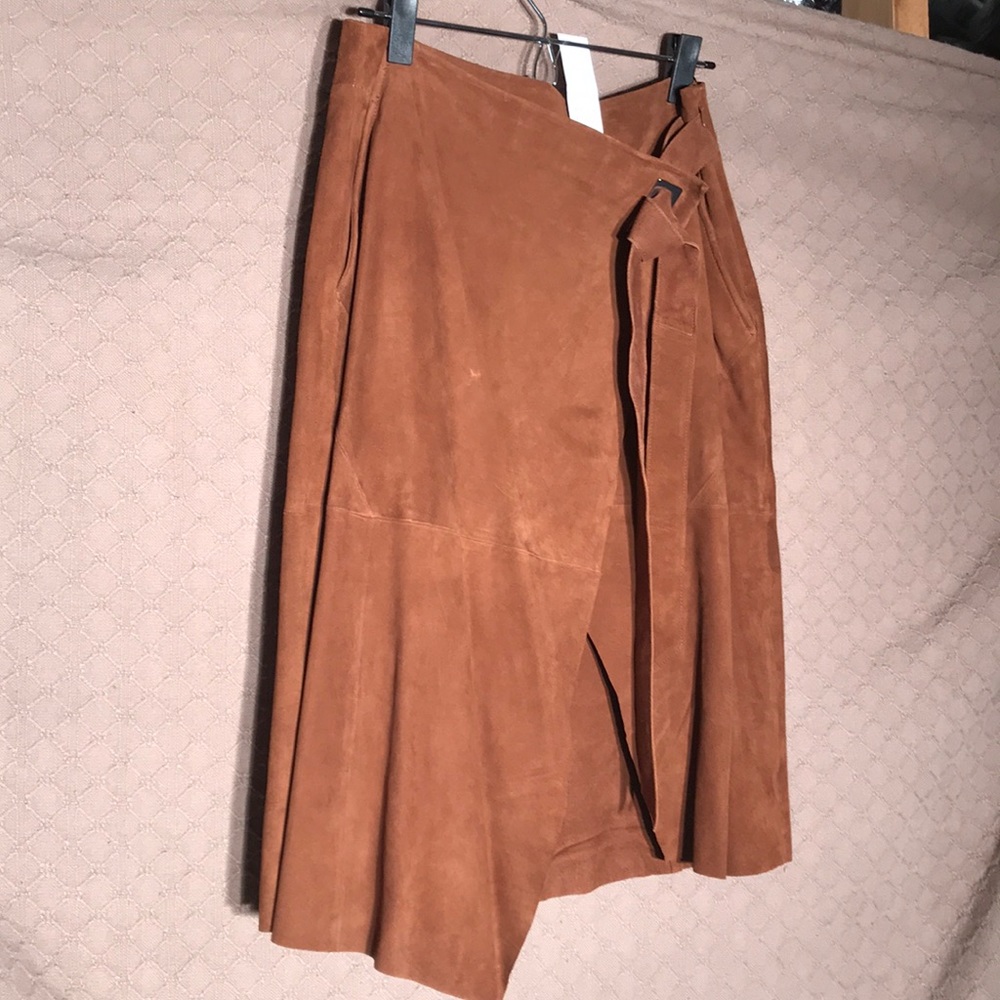 White House Black Market leather suede wrap skirt